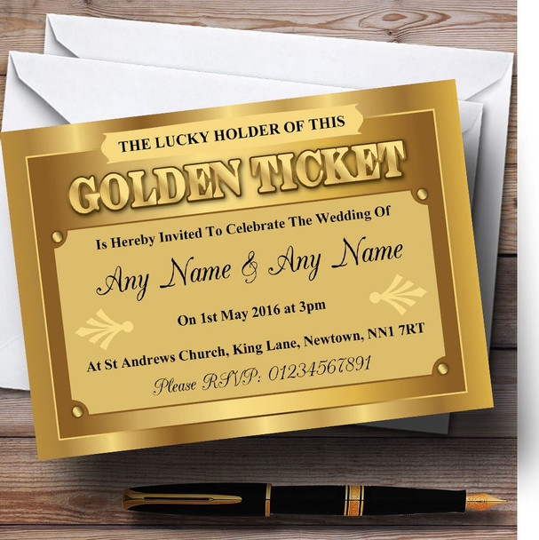 Golden Ticket Personalised Wedding Invitations Golden Ticket Personalised Wedding Invitations