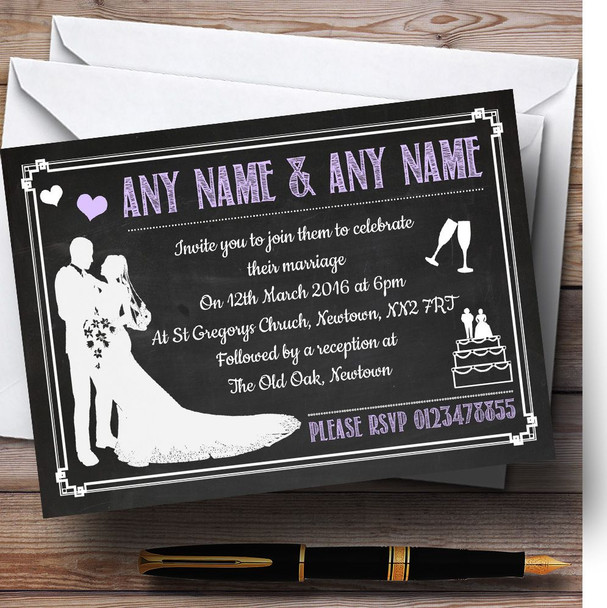 Chalkboard Lilac Personalised Wedding Invitations