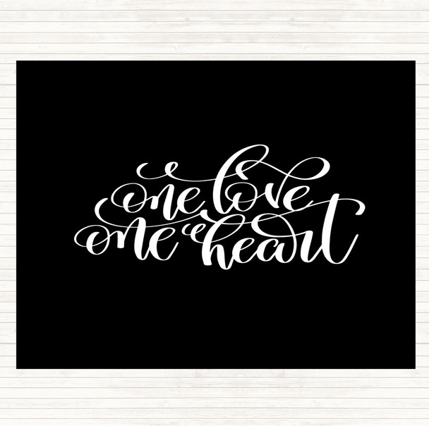 Black White One Love One Heart Quote Mouse Mat Pad