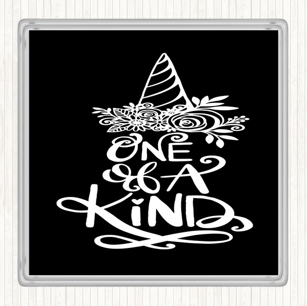 Black White One Of A Kind Unicorn Quote Drinks Mat Coaster