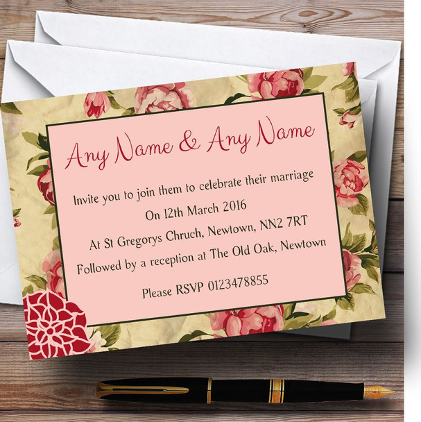 Shabby Chic Floral Vintage Deco Personalised Wedding Invitations