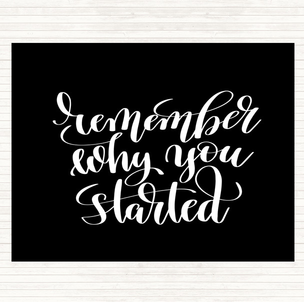 Black White Remember Why Started Quote Mouse Mat Pad