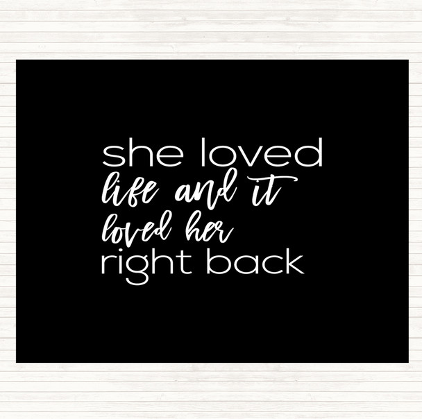 Black White She Loved Life Quote Dinner Table Placemat