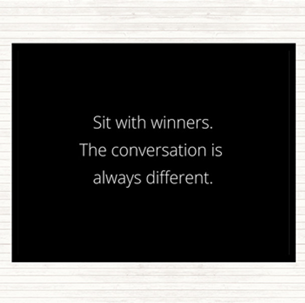 Black White Sit With Winners Quote Mouse Mat Pad