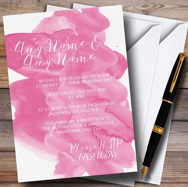 Warm Pink Watercolour Personalised Wedding Invitations