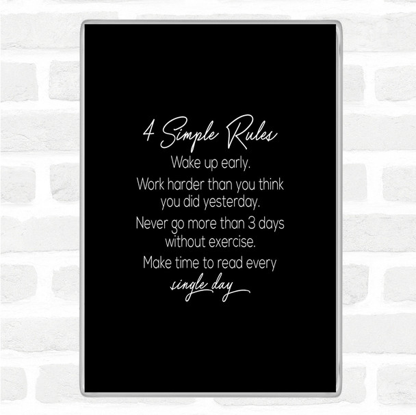 Black White 4 Simple Rules Quote Jumbo Fridge Magnet