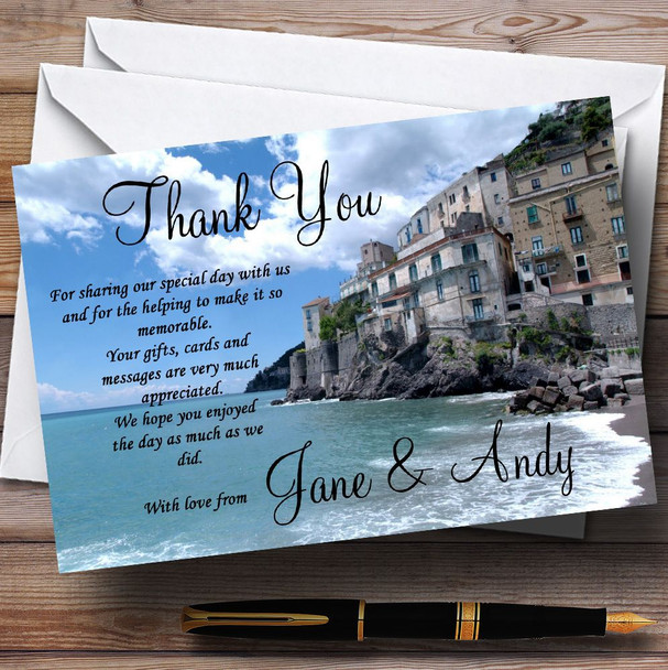 Italy Amalfi Coast Personalised Wedding Invitations Thank You Cards