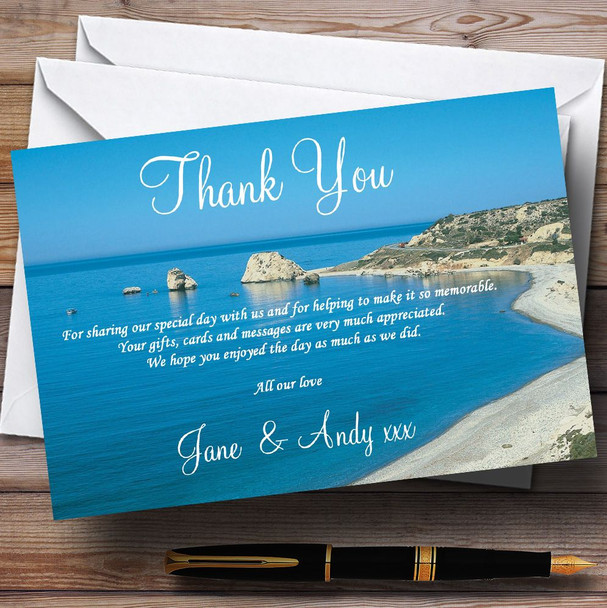 Cyprus Beach Jetting Off Abroad Personalised Wedding Thank You Cards