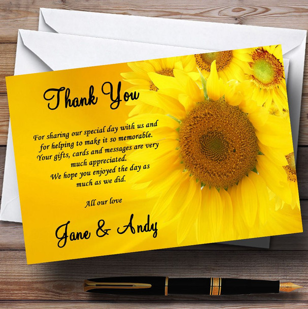 Sunflowers Personalised Wedding Thank You Cards