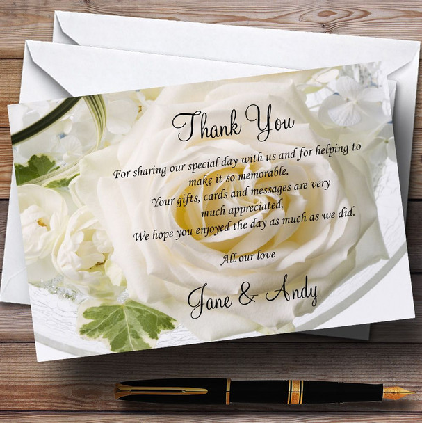 White Rose Personalised Wedding Thank You Cards