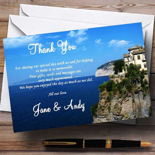 Jetting Off Abroad Sorrento Italy Personalised Wedding Thank You Cards