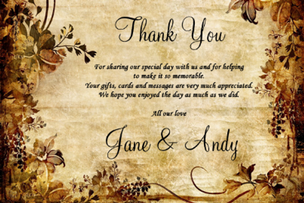 Autumn Colours Vintage Personalised Wedding thank You Cards