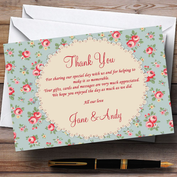 Floral Kidston Inspired Vintage Personalised Wedding Thank You Cards