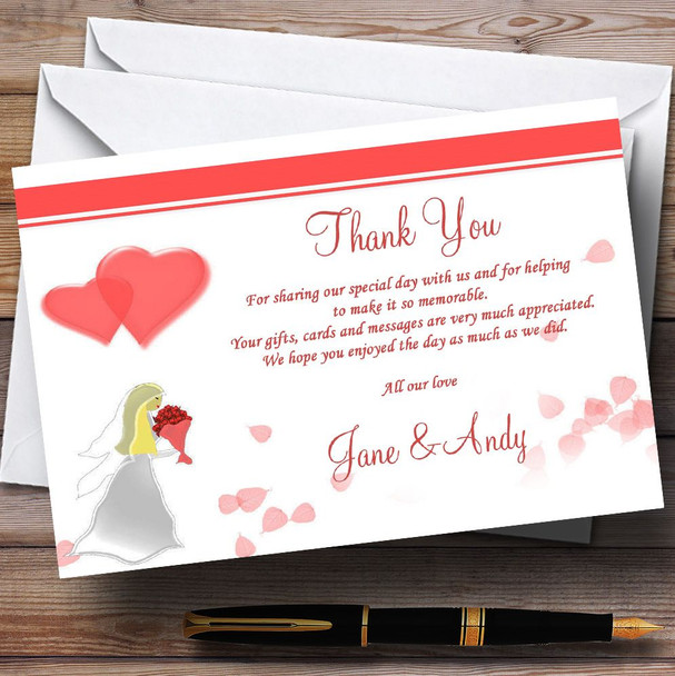 Pink White Personalised Wedding Thank You Cards