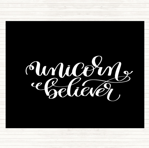 Black White Unicorn Believer Quote Mouse Mat Pad