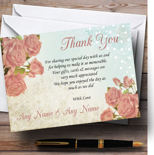 Shabby Chic Vintage Floral Classic Light Personalised Wedding Thank You Cards