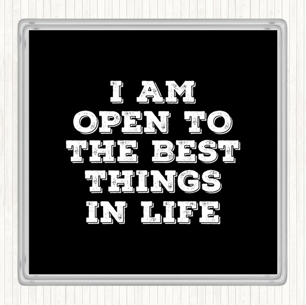 Black White Best Things In Life Quote Drinks Mat Coaster