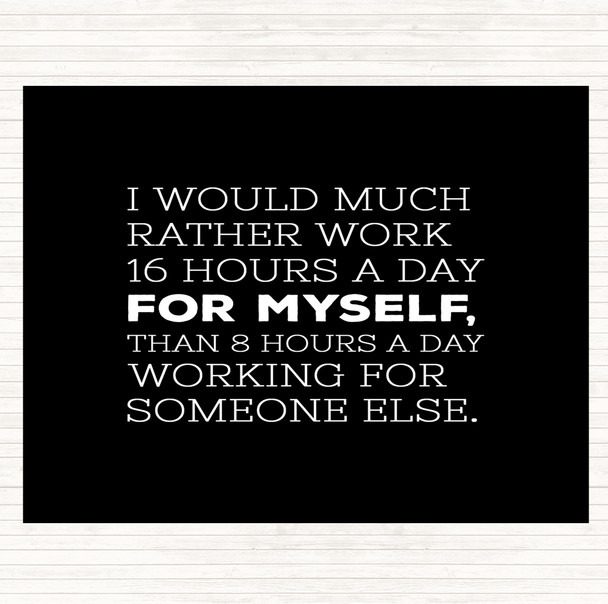 Black White Work For Myself Quote Mouse Mat Pad