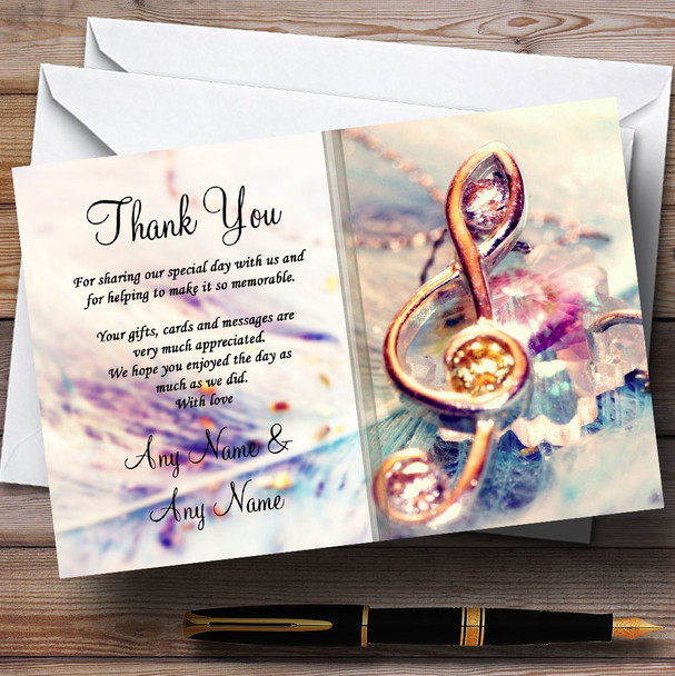 Music Treble Clef Personalised Wedding Thank You Cards