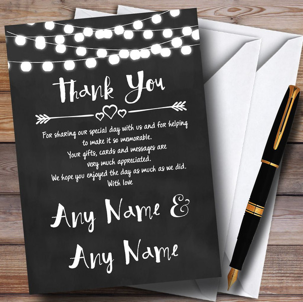 Chalk Style and Lights Watercolour Personalised Wedding Thank You Cards