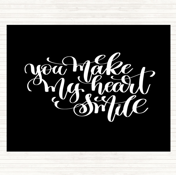 Black White You Make My Heart Smile Quote Mouse Mat Pad