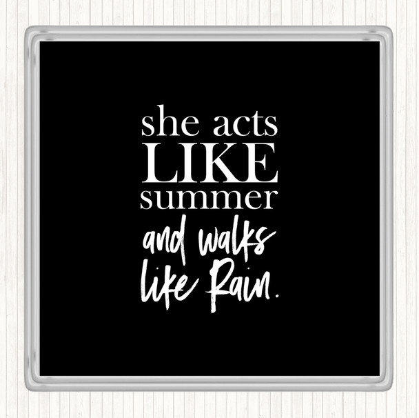 Black White Acts Like Summer Quote Drinks Mat Coaster