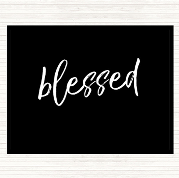 Black White Blessed Quote Mouse Mat Pad