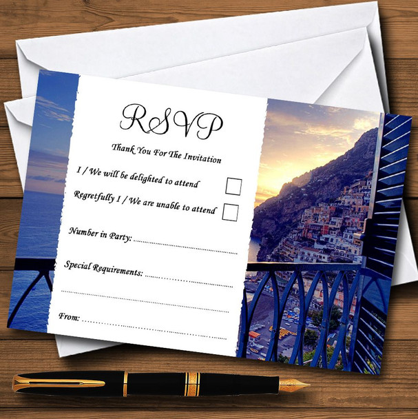 Amalfi Coast Italy Heart Personalised RSVP Cards