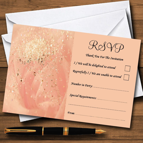 Peach Pink Pretty Personalised RSVP Cards