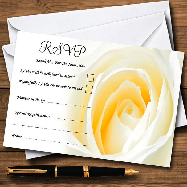 Pale Lemon Yellow Rose Personalised RSVP Cards