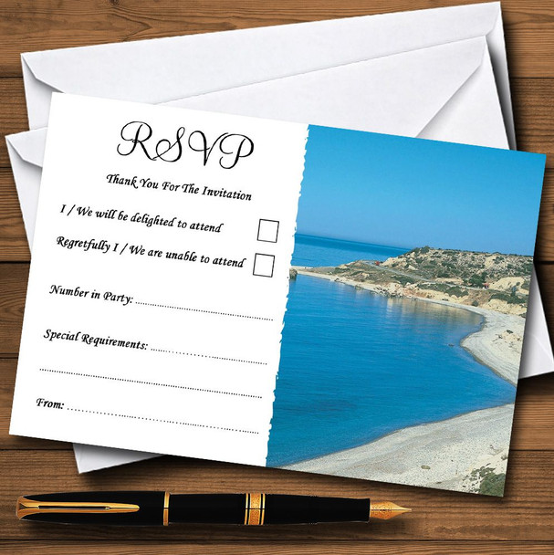Cyprus Beach Abroad Personalised RSVP Cards