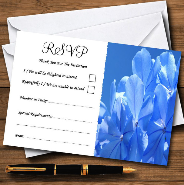 Pretty Sky Blue Flower Personalised RSVP Cards