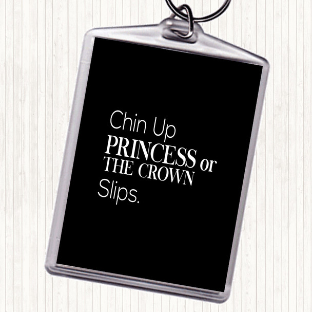 Black White Chin Up Quote Bag Tag Keychain Keyring