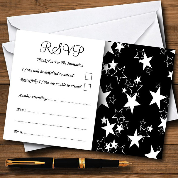 Black, White & Blue Stars Personalised RSVP Cards