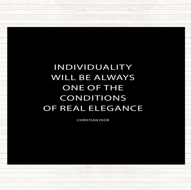 Black White Christian Dior Individuality Quote Mouse Mat Pad