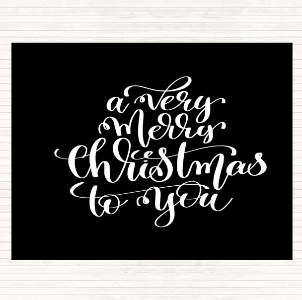 Black White Christmas A Very Merry Xmas Quote Dinner Table Placemat