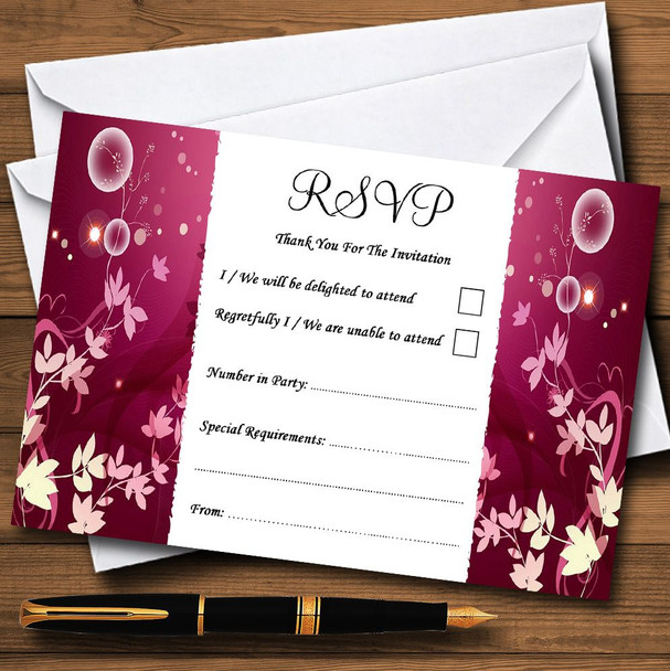 Purple Pink Heart And Flowers Personalised RSVP Cards