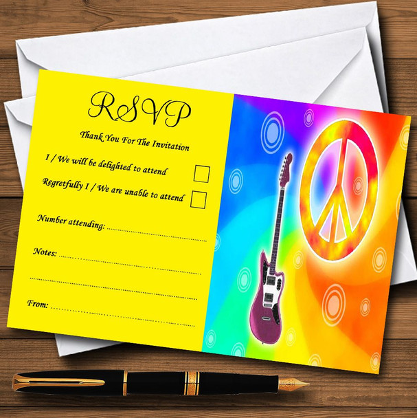 Hippy Retro Hippie Personalised RSVP Cards