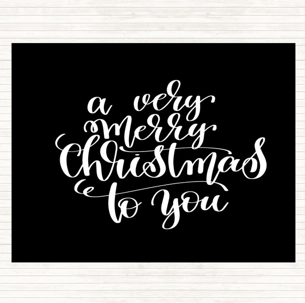 Black White Christmas Ha Very Merry Quote Dinner Table Placemat