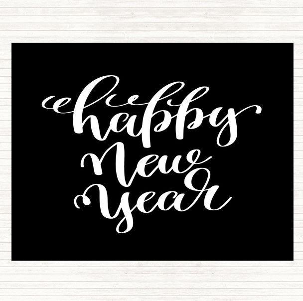 Black White Christmas Happy New Year Quote Mouse Mat Pad