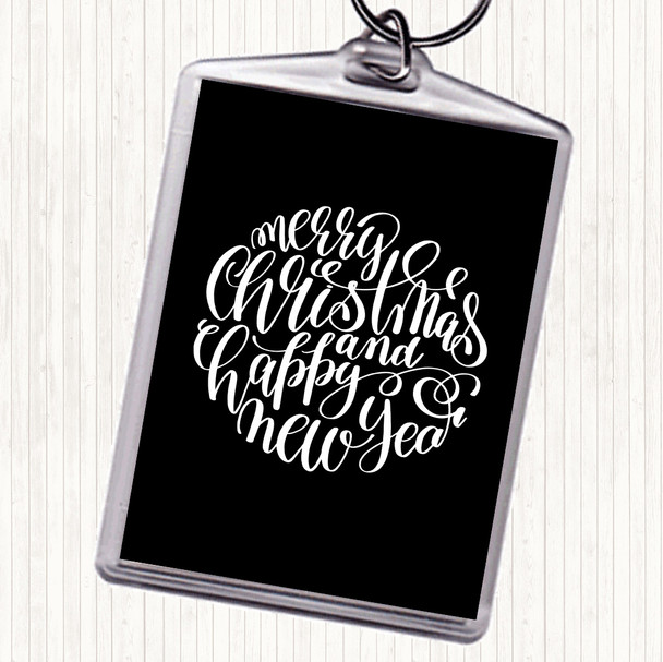 Black White Christmas Merry Xmas Happy New Year Quote Bag Tag Keychain Keyring