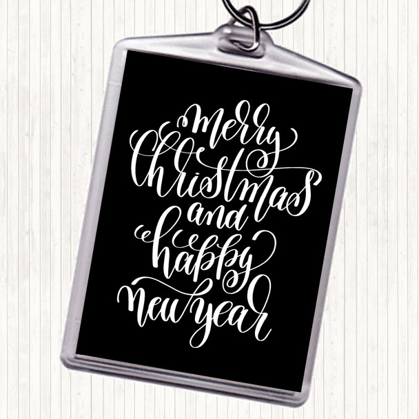 Black White Christmas Merry Xmas New Year Quote Bag Tag Keychain Keyring