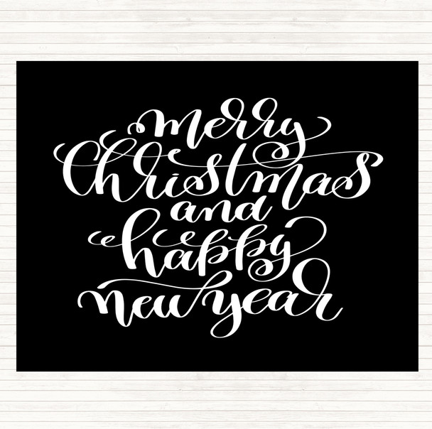 Black White Christmas Merry Xmas New Year Quote Mouse Mat Pad