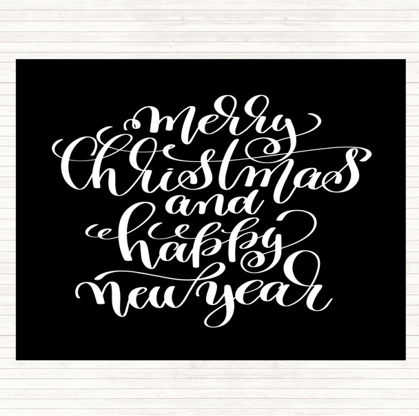 Black White Christmas Merry Xmas New Year Quote Dinner Table Placemat