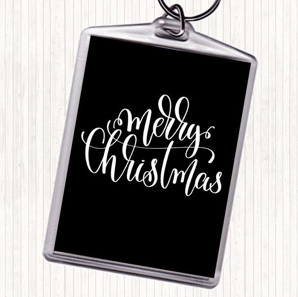 Black White Christmas Merry Xmas Quote Bag Tag Keychain Keyring