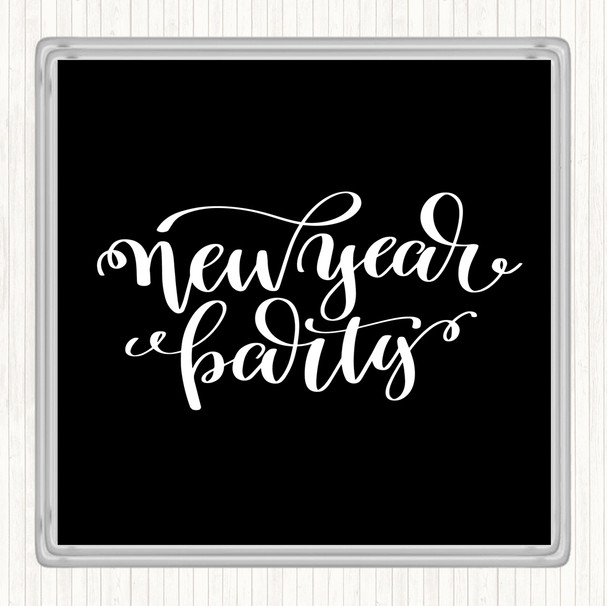 Black White Christmas New Year Party Quote Drinks Mat Coaster