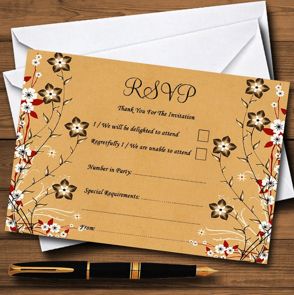 Vintage Flowers & Leaves Personalised RSVP Cards