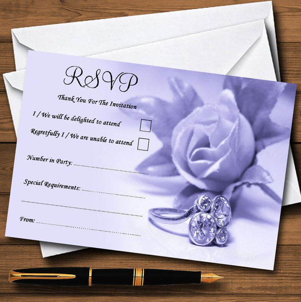 Lilac And Purple Rose Ring Personalised RSVP Cards