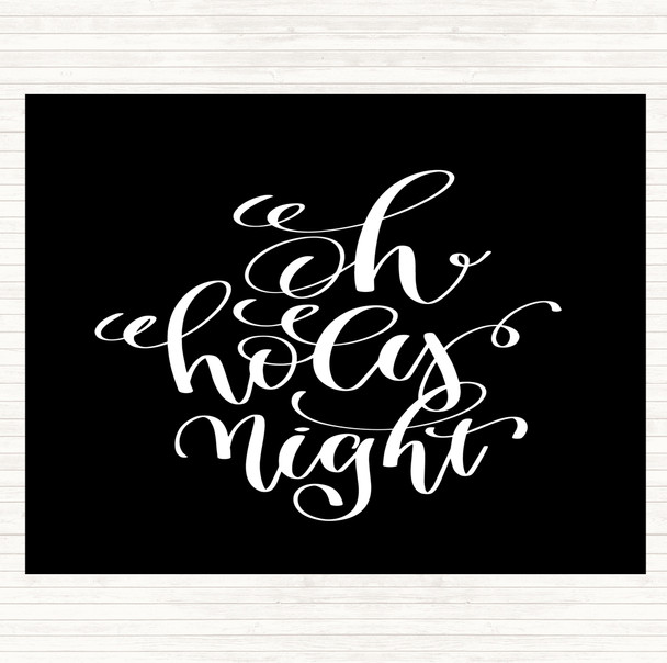 Black White Christmas Oh Holy Night Quote Mouse Mat Pad