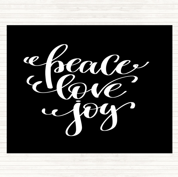 Black White Christmas Peace Love Joy Quote Mouse Mat Pad